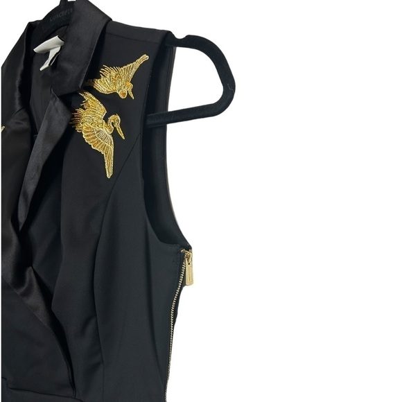Altuzarra for Target Black Gold Crane Embroidered Tuxedo Style Sheath Dress Sz 4 - Picture 7 of 12